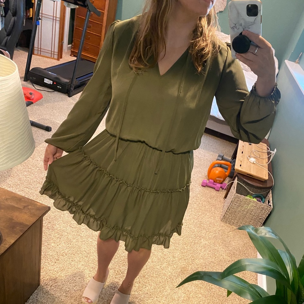 Olive Green Fall Dress- Long Sleeve